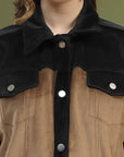 Solid Brown Self Design Spread Collar Bomber Jacket