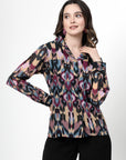 Women Opaque Printed Casual Buttoned Top