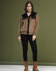 Solid Brown Self Design Spread Collar Bomber Jacket