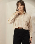 Women Opaque Casual Cotton Buttoned Top