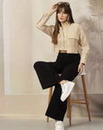 Women Opaque Casual Cotton Buttoned Top