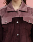 Maroon Self Design Spread Collar Bomber Jacket