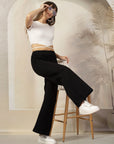 Women Regular Fit Mid-Rise Parallel Cotton Trousers