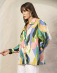 Women Opaque Printed Casual Cotton Buttoned Top