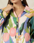 Women Opaque Printed Casual Cotton Buttoned Top