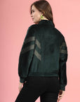 Green Mock Collar Long Sleeves Pullover Sweatshirt