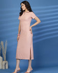 Shirt Collar Solid fit & flare Dress