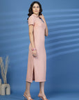 Shirt Collar Solid fit & flare Dress