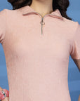 Shirt Collar Solid fit & flare Dress
