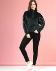 Green Mock Collar Long Sleeves Pullover Sweatshirt