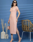 Shirt Collar Solid fit & flare Dress