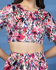 Pink Printed top with Skirt Co-Ords set