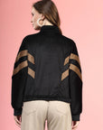 Black Mock Collar Long Sleeves Pullover Sweatshirt