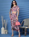 Pink Printed top with Skirt Co-Ords set