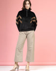 Black Mock Collar Long Sleeves Pullover Sweatshirt