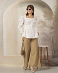 Women Opaque Striped Casual Cotton Buttoned Top