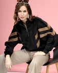 Black Mock Collar Long Sleeves Pullover Sweatshirt
