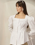 Women Opaque Striped Casual Cotton Buttoned Top
