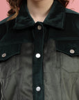 Solid Olive Self Design Spread Collar Bomber Jacket