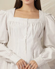 Women Opaque Striped Casual Cotton Buttoned Top