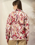 Women Floral Opaque Printed Casual Cotton Buttoned Top