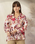 Women Floral Opaque Printed Casual Cotton Buttoned Top