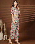 Red Printed Top With Palazzo Co-Ords Set