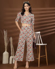 Red Printed Top With Palazzo Co-Ords Set