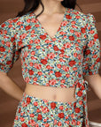 Red Printed Top With Palazzo Co-Ords Set