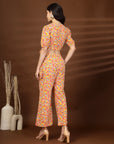 Orange Printed Top With Palazzo Co-Ords Set