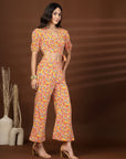 Orange Printed Top With Palazzo Co-Ords Set