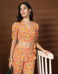 Orange Printed Top With Palazzo Co-Ords Set