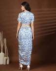 Blue white printed top with Skirt Co-Ords