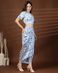 Blue white printed top with Skirt Co-Ords
