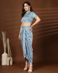 Blue Printed top with Skirt Co-Ords set