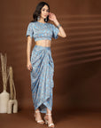 Blue Printed top with Skirt Co-Ords set
