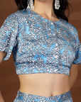 Blue Printed top with Skirt Co-Ords set