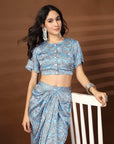 Blue Printed top with Skirt Co-Ords set