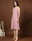 Solid Peach Shoulder straps Dress