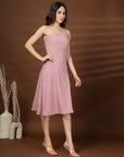 Solid Peach Shoulder straps Dress