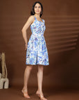 Blue Geometric Print Dress