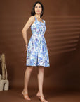 Blue Geometric Print Dress
