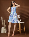 Blue Geometric Print Dress