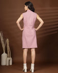 Peach Solid Shirt Collar Dress