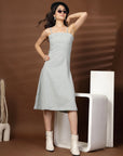 Grey Solid fit & flare Shoulder Straps Dress