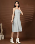 Grey Solid fit & flare Shoulder Straps Dress
