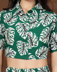 Green Printed Top With Skirt Co-Ords