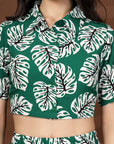 Green Printed Top With Skirt Co-Ords