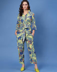 Printed Shirt Collar Shirt With Trousers