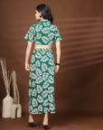 Green Printed Top With Skirt Co-Ords